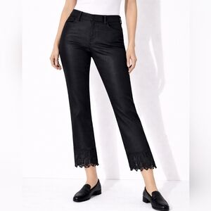 J Brand Selena Mid Rise Crop Boot Jeans In Black Lace Size 26